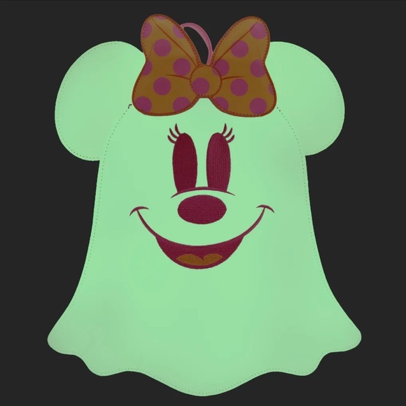 Loungefly Disney Pastel Ghost Minnie Glow In The Dark Mini Backpack NWT - Picture 5 of 5